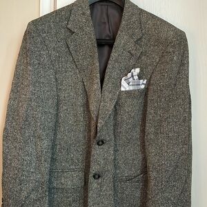 Men’s black tweed suit suit jacket